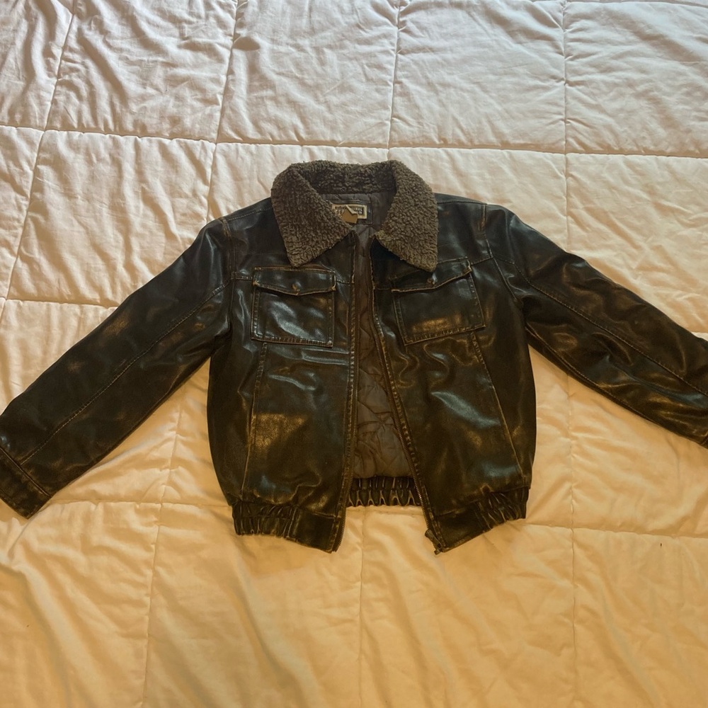 Route 66 Original Clothing Co Vintage Faux Leather Distressed Bomber Jacket